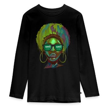 Saudi Arabia - Teenager Premium Organic Long Sleeve Shirt - black - Front - AI Model Kid Female (0cm)