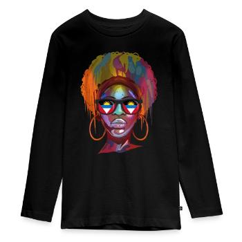 Antigua and Barbuda - Teenager Premium Organic Long Sleeve Shirt - black - Front - AI Model Kid Female (0cm)