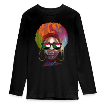 Soudan - T-shirt manches longues Premium Ado - noir - Devant - AI Model Kid Female (0cm)