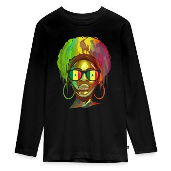 Senegal - Teenager Premium Organic Long Sleeve Shirt - black - Front - AI Model Kid Female (0cm)
