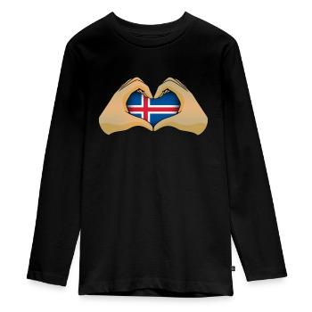 Island - Teenager Premium Bio Langarmshirt - Schwarz - Vorne - AI Model Kid Female (0cm)
