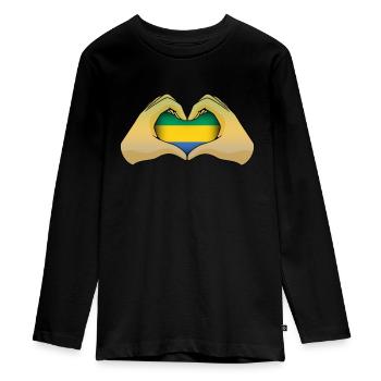 Gabon - Teenager Premium Organic Long Sleeve Shirt - black - Front - AI Model Kid Female (0cm)