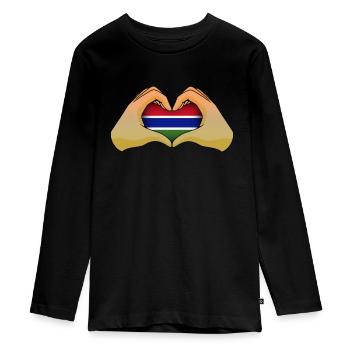 Gambie - T-shirt manches longues Premium Ado - noir - Devant - AI Model Kid Female (0cm)