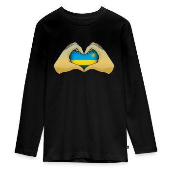 Ruanda - Teenager Premium Bio Langarmshirt - Schwarz - Vorne - AI Model Kid Female (0cm)