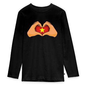 Vietnam - Teenager Premium Organic Long Sleeve Shirt - black - Front - AI Model Kid Female (0cm)