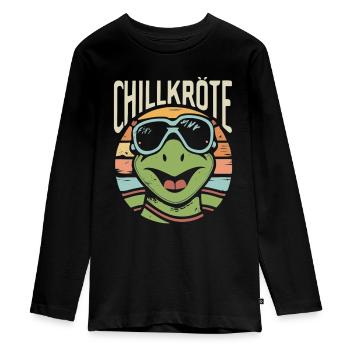 Crapaud Chill Turtle détendu - T-shirt manches longues Premium Ado - noir - Devant - AI Model Kid Female (0cm)