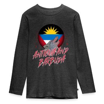 Antigua and Barbuda - Teenager Premium Organic Long Sleeve Shirt - heather anthracite - Front - AI Model Kid Female (0cm)
