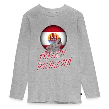 Französisch-Polynesien - Teenager Premium Bio Langarmshirt - Grau meliert - Vorne