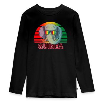 Guinée - T-shirt manches longues Premium Ado - noir - Devant - AI Model Kid Female (0cm)