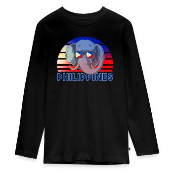 Philippines - T-shirt manches longues Premium Ado - noir - Devant - AI Model Kid Female (0cm)