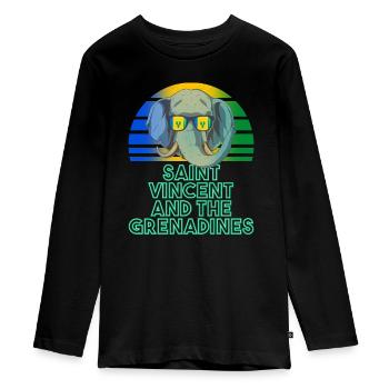 Saint Vincent and the Grenadines - Teenager Premium Organic Long Sleeve Shirt - black - Front - AI Model Kid Female (0cm)