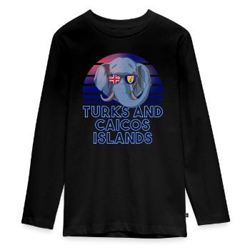 Turks et Caicos (Îles) - T-shirt manches longues Premium Ado - noir - Devant - AI Model Kid Female (0cm)
