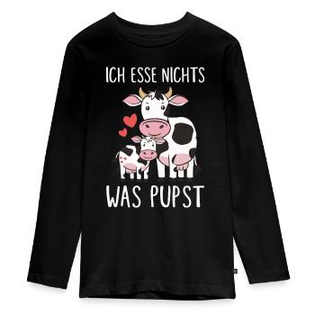Vegetarier Veganer Tierschutz Tierrecht Veggie - Teenager Premium Bio Langarmshirt - Schwarz - Vorne - AI Model Kid Female (0cm)