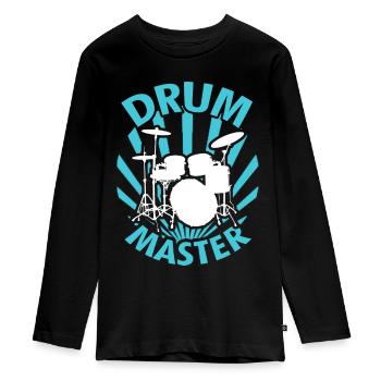 batterie - T-shirt manches longues Premium Ado - noir - Devant - AI Model Kid Female (0cm)