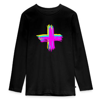 Signe plus - T-shirt manches longues Premium Ado - noir - Devant - AI Model Kid Female (0cm)