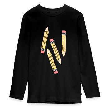 Bleistifte - Teenager Premium Bio Langarmshirt - Schwarz - Vorne - AI Model Kid Female (0cm)