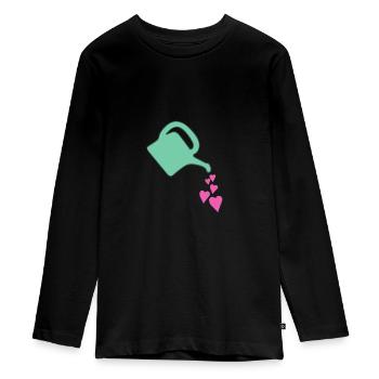 Watering can - Teenager Premium Organic Long Sleeve Shirt - black - Front - AI Model Kid Female (0cm)