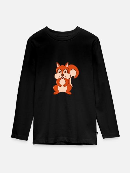 Eichhörnchen - Teenager Premium Bio Langarmshirt - Schwarz