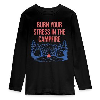Brûlez votre stress dans le camp - T-shirt manches longues Premium Ado - noir - Devant - AI Model Kid Female (0cm)