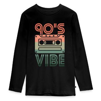 Cassette rétro Vibe Nineties des années 90 - T-shirt manches longues Premium Ado - noir - Devant - AI Model Kid Female (0cm)