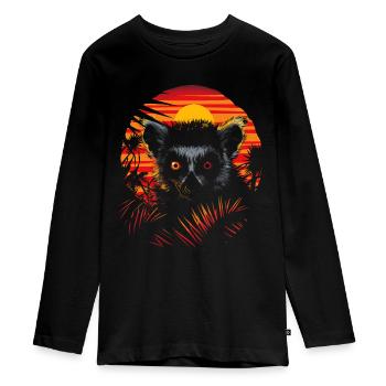 Lémurien Lémurien catta Lémur de Madagascar - T-shirt manches longues Premium Ado - noir - Devant - AI Model Kid Female (0cm)
