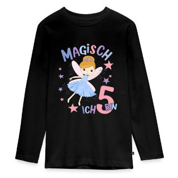 Geburtstagsshirt 5 Jahre Mädchen 5. Geburtstag Fee - Teenager Premium Bio Langarmshirt - Schwarz - Vorne - AI Model Kid Female (0cm)