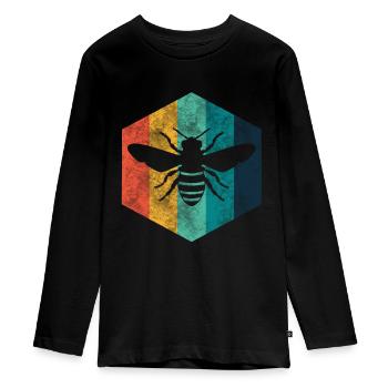 Biene Retro Imker - Teenager Premium Bio Langarmshirt - Schwarz - Vorne - AI Model Kid Female (0cm)