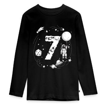 Weltraum Astronaut 7. Geburtstag für Astronauten 7 - Teenager Premium Bio Langarmshirt - Schwarz - Vorne - AI Model Kid Female (0cm)