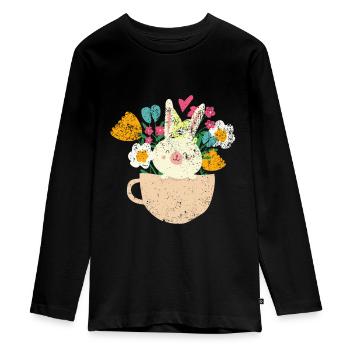 Ostern - Teenager Premium Bio Langarmshirt - Schwarz - Vorne - AI Model Kid Female (0cm)