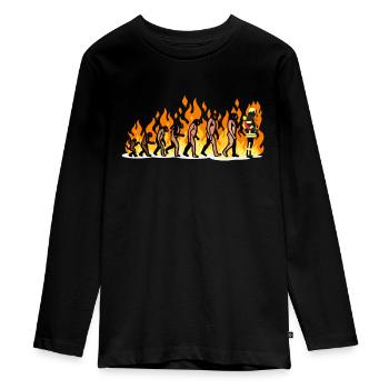 EVOLUTION Feuerwehr Feuerwehrmann Fire Geschenke - Teenager Premium Bio Langarmshirt - Schwarz - Vorne - AI Model Kid Female (0cm)