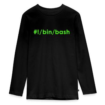 Unix Linux Bash - T-shirt manches longues Premium Ado - noir - Devant - AI Model Kid Female (0cm)
