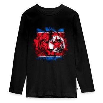 North Korea - Teenager Premium Organic Long Sleeve Shirt - black - Front - AI Model Kid Female (0cm)