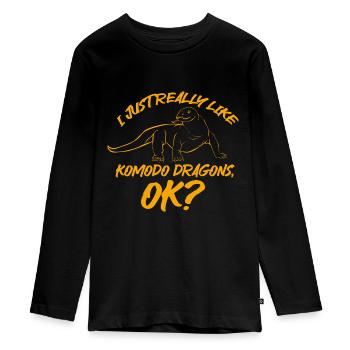Komodo Dragon Komodo Lover Gift - Teenager Premium Organic Long Sleeve Shirt - black - Front - AI Model Kid Female (0cm)