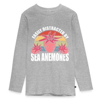 Cadeau d’anémones de mer - T-shirt manches longues Premium Ado - gris chiné - Devant