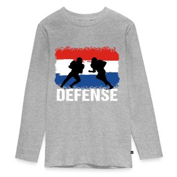 American Football Niederlande Defense - Teenager Premium Bio Langarmshirt - Grau meliert - Vorne