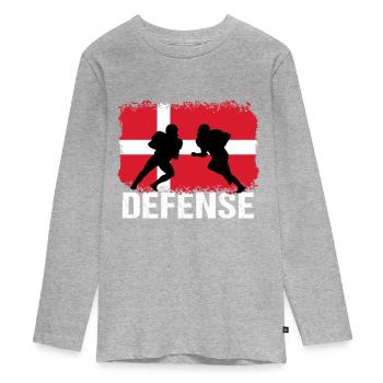 American Football Dänemark Defense - Teenager Premium Bio Langarmshirt - Grau meliert - Vorne