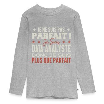 Data Analyst, der Traumberuf im Rampenlicht - Teenager Premium Bio Langarmshirt - Grau meliert - Vorne