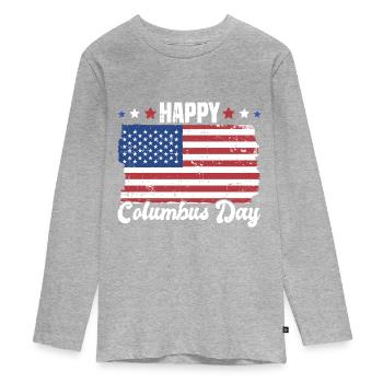 Christopher Columbus - Teenager Premium Bio Langarmshirt - Grau meliert - Vorne