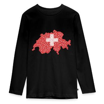 drapeau suisse |suvé drapeau |suvé | drapeau - T-shirt manches longues Premium Ado - noir - Devant - AI Model Kid Female (0cm)