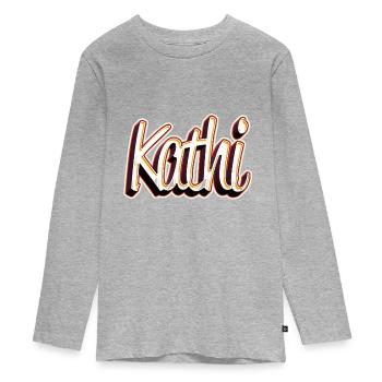 Kathi Prénom Nom Surnom Graffiti - T-shirt manches longues Premium Ado - gris chiné - Devant