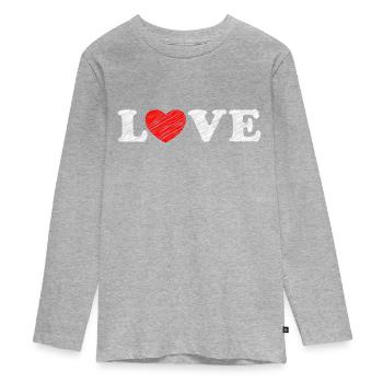 Griffonnage de cœur d’amour - T-shirt manches longues Premium Ado - gris chiné - Devant