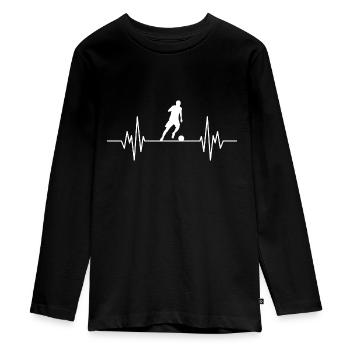 Fußball Herzschlag EKG - Teenager Premium Bio Langarmshirt - Schwarz - Vorne - AI Model Kid Female (0cm)
