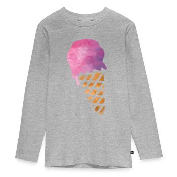 crème glacée - T-shirt manches longues Premium Ado - gris chiné - Devant