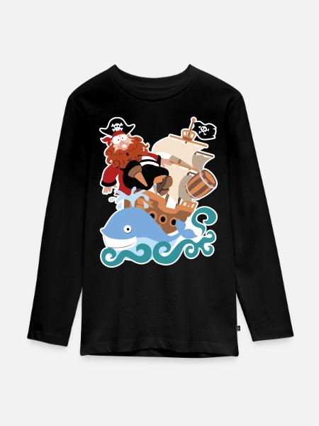 Le pirate - T-shirt manches longues Premium Ado - noir
