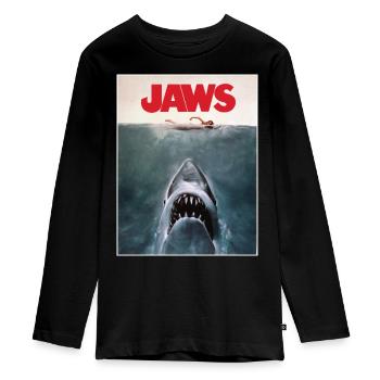 Der Weiße Hai Jaws Filmposter-Logo Mit Hai - Teenager Premium Bio Langarmshirt - Schwarz - Vorne - AI Model Kid Female (0cm)