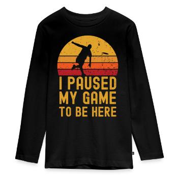 Frisbee retro vintage - Teenager Premium Organic Long Sleeve Shirt - black - Front - AI Model Kid Female (0cm)