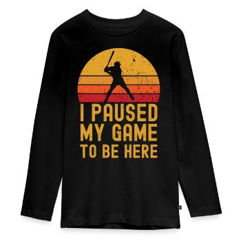 Baseball retro vintage - Teenager Premium Bio Langarmshirt - Schwarz - Vorne - AI Model Kid Female (0cm)