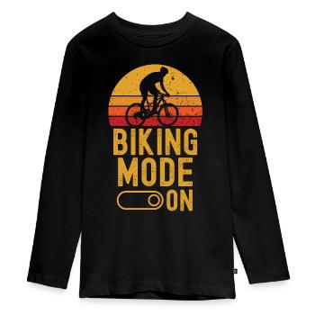 Biking Mode on retro vintage - Teenager Premium Bio Langarmshirt - Schwarz - Vorne - AI Model Kid Female (0cm)