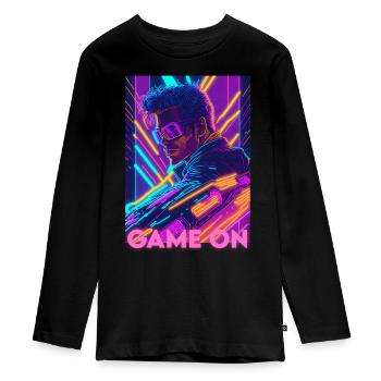 Jeu sur, Gamer, Geek, Neon - T-shirt manches longues Premium Ado - noir - Devant - AI Model Kid Female (0cm)