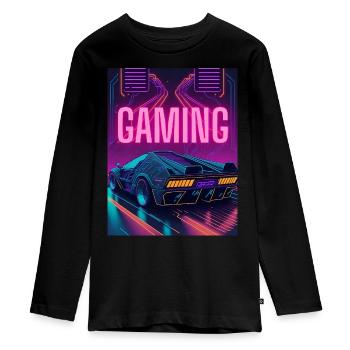 Gaming, Gamer, Neon, Player - Teenager Premium Bio Langarmshirt - Schwarz - Vorne - AI Model Kid Female (0cm)